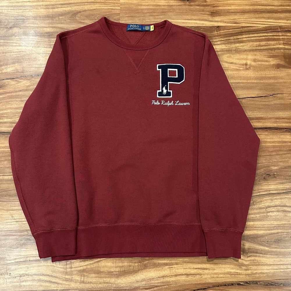 Polo Ralph Lauren Sweatshirt Mens Large Red Fleece Crewneck Pullover P Logo